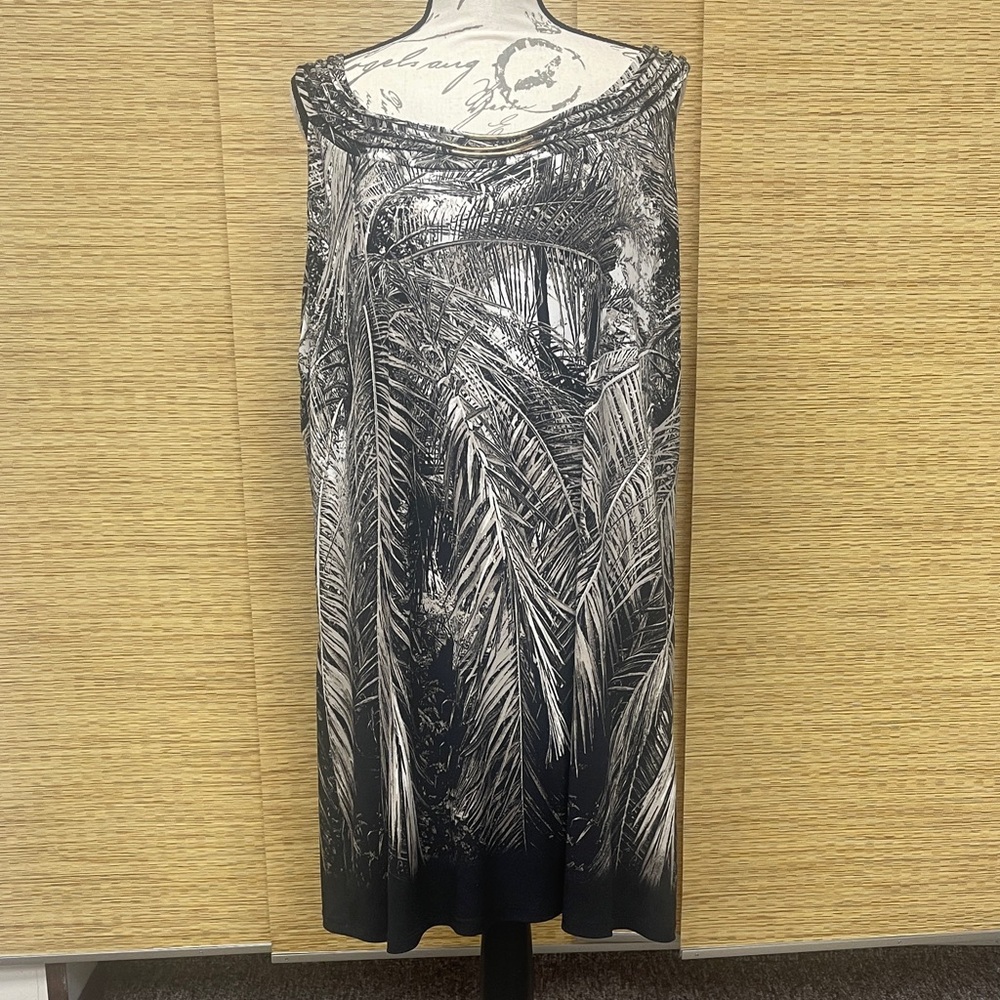 Style & Co. Black and White Palm-Print Maxi Dress
